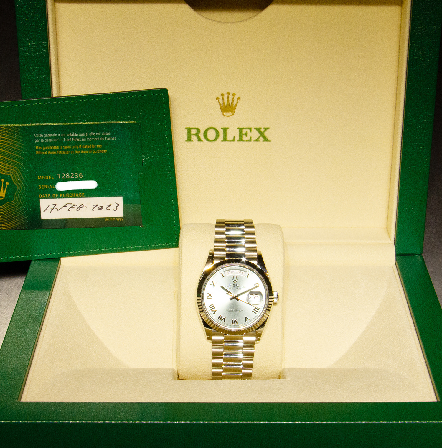 UNWORN NEW  Rolex Day Date - Platinum -  Horloge - 128236-5