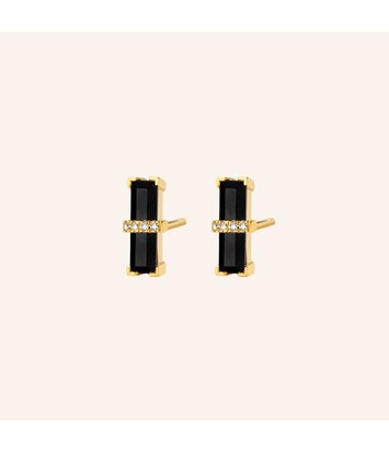 Zilveren oorstekers verguld in 18 krt geelgoud - Diamanti Per Tutti - Dark Secret Earrings