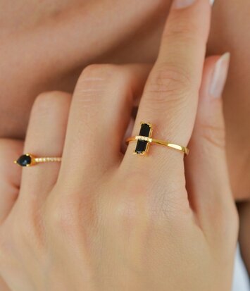 Zilveren ring goudkleurig verguld - Diamanti Per Tutti - Dark Secret Ring