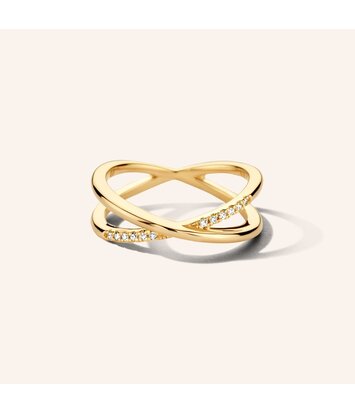 Zilveren ring verguld in 18 krt geelgoud - Diamanti Per Tutti - Crossover Ring