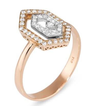18 karaat roségouden dames ring met diamanten - Butterfly - Medium - Ponte Vecchio