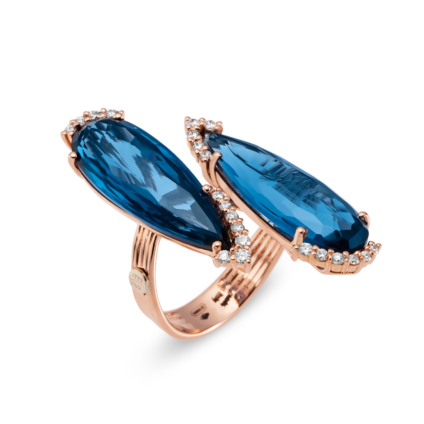 18 karaat roségouden dames ring met diamanten en Spinel - Blue Moon Collection - Ponte Vecchio-2