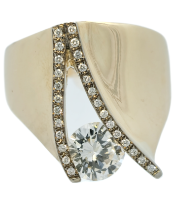 14 karaat gouden ring dames - V-vorm Nova met Briljanten -  Geelgouden ring
