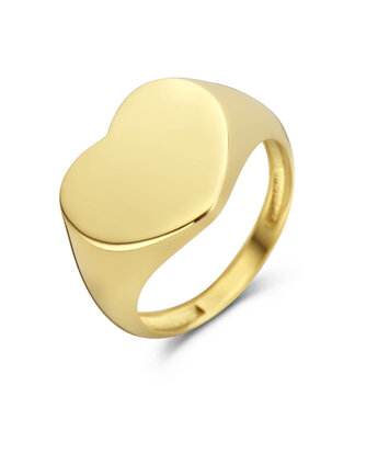 14 karaat geelgouden ring met graveerhart - gediamanteerd - Hutjens 14 karaat geelgouden ring met graveerhart - gediamanteerd - Hutjens