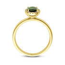 14 karaat geelgouden ring met een toermalijn en diamanten - Hutjens-3