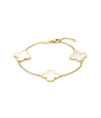 14 karaat geelgouden armband - Lucky Charm Wit Drie - Hutjens