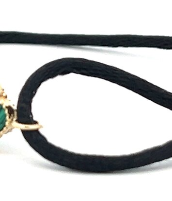 14 karaat geelgouden armband - Lucky Charm - Black/Green - Hutjens Rope