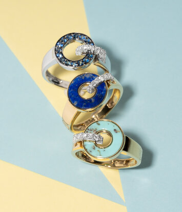 18 karaat geelgouden dames ring - Promesse Light Blue - Ponte Vecchio