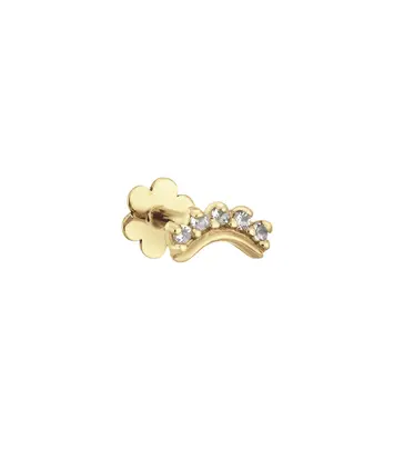 14 karaat geelgouden piercing - Curve White Topaz Piercing - Jackie