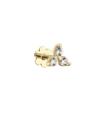 14 karaat geelgouden piercing - Triangle White Topaz Piercing - Jackie