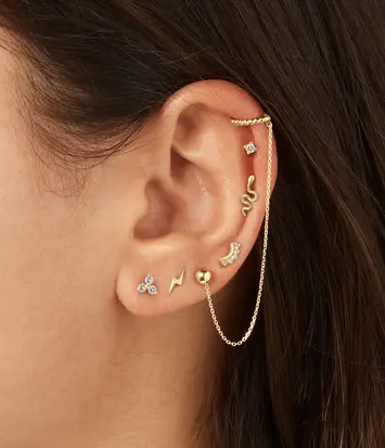 14 karaat geelgouden piercing - Single Cuff Stud - Jackie