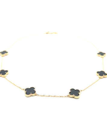 14 karaat geelgouden ketting - Lucky Onyx - Hutjens