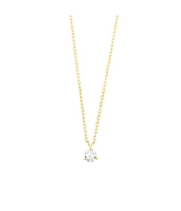 18 karaat geelgouden ketting met diamant -  0.20 ct. - 3 poot chaton