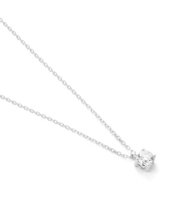 18 karaat witgouden ketting met diamant -  0.25ct. - 4 poot chaton