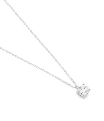 18 karaat witgouden ketting met diamant -  0.30ct. - 4 poot chaton