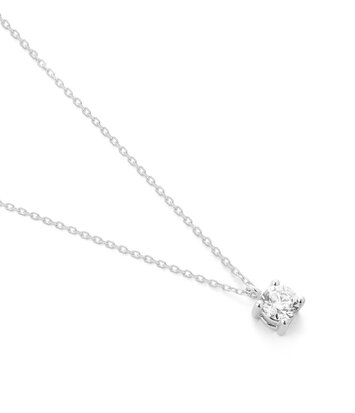 18 karaat witgouden ketting met diamant -  0.40ct. - 4 poot chaton