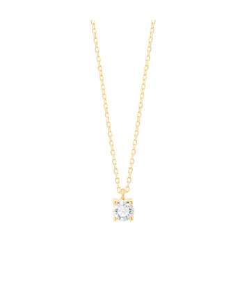 18 karaat geelgouden ketting met diamant -  0.25 ct. - 4 poot chaton
