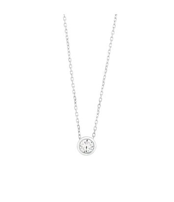 18 karaat witgouden ketting met diamant - 0,15ct.
