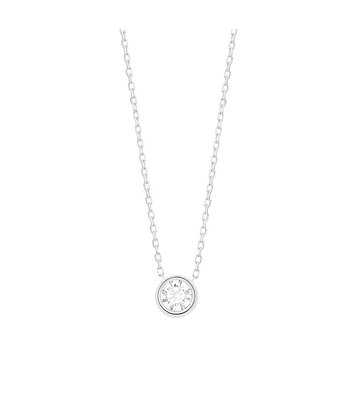 18 karaat witgouden ketting met diamant - 0,25ct.