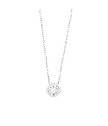 18 karaat witgouden ketting met diamant - 0,40ct.
