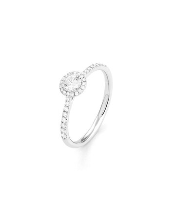18 karaat witgouden  Klassieke ring met diamant 0.51 crt.