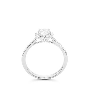 18 karaat witgouden  Klassieke  ring met diamant 0.80 crt.