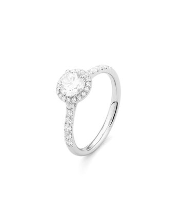 18 karaat witgouden  Klassieke ring met diamant 1.05 crt.