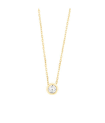 18 karaat  geelgouden ketting met diamant - 0,15ct.
