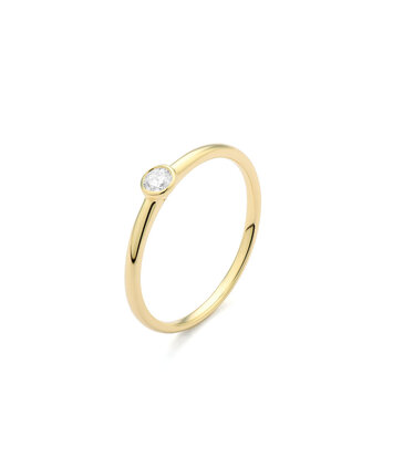 18 karaat geelgouden ring met diamant 0.10crt. - Solitair