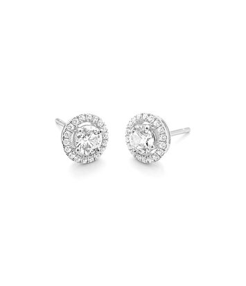 18 karaat witgouden oorstekers    - 1.44ct.