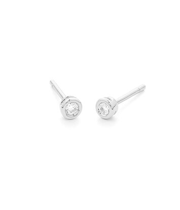 18 karaat witgouden oorstekers  rond - 0.10ct.