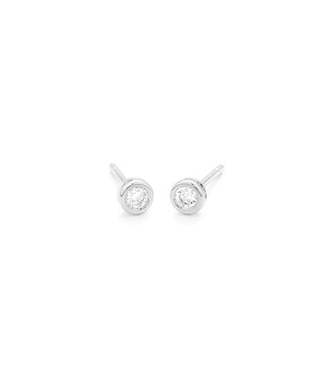 18 karaat witgouden oorstekers  rond - 0.15ct.