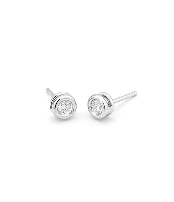 18 karaat witgouden oorstekers  rond - 0.40ct.