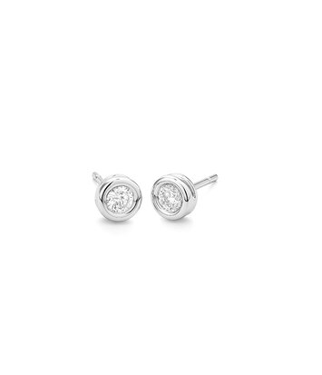 18 karaat witgouden oorstekers  rond - 0.50ct.