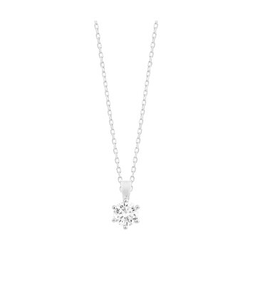 18 karaat witgouden ketting met diamant -  0.40 ct. - 6 poot chaton