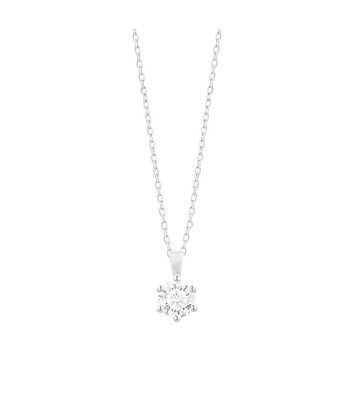 18 karaat witgouden ketting met diamant -  0.50 ct. - 6 poot chaton