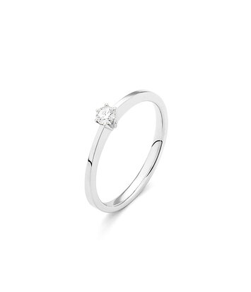 18 karaat witgouden ring   met diamant 0.15 crt. - Solitair