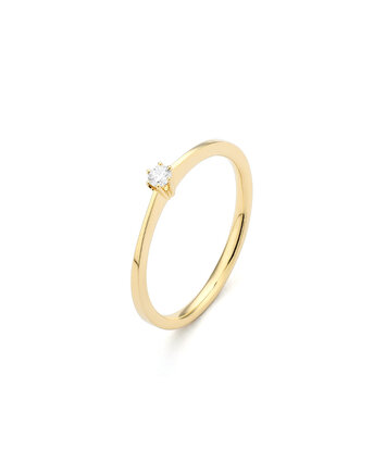 18 karaat geelgouden ring met diamant 0.05 crt. - Solitair