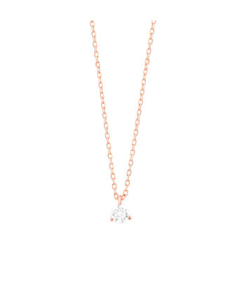 18 karaat roségouden ketting met diamant - 0.15ct. - 3 poot chaton