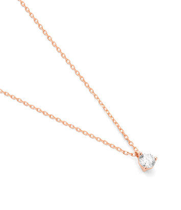 18 karaat roségouden ketting met diamant - 0.15ct. - 3 poot chaton