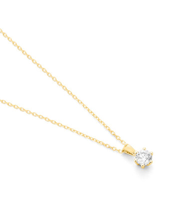 14 karaat geelgouden ketting met diamant -  0.25 ct. - 6 poot chaton