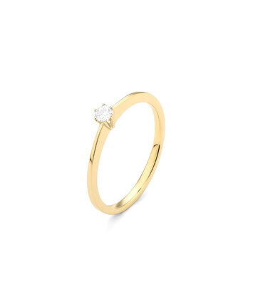 14 karaat geelgouden ring  met diamant 0.10crt. - Solitair