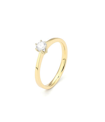 14 karaat geelgouden ring  met diamant 0.25crt. - Solitair
