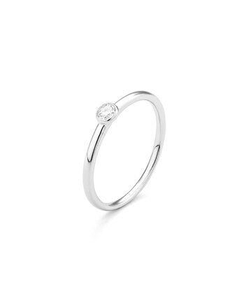 14 karaat witgouden ring met diamant 0.10 crt. - Solitair