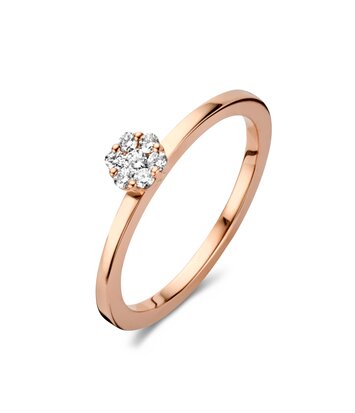 18 karaat 	roségouden dames ring Luna met diamant 0.12ct - Antonellis