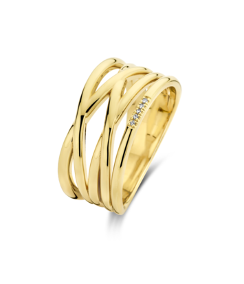 Zilveren ring goudkleurig verguld - Diamanti Per Tutti - Linear