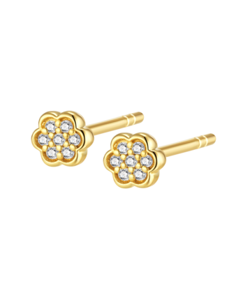 Zilveren oorstekers goudkleurig verguld  - Diamanti Per Tutti - First  Flower Earrings
