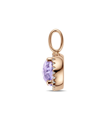 14 karaat  roségouden ketting met amethist en diamant hanger - Hutjens