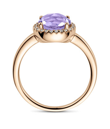 14 karaat  -amethist eroségouden ringn diamant-Hutjens