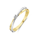 14k Bicolor wit- en geelgouden ring met diamant - Hutjens-1